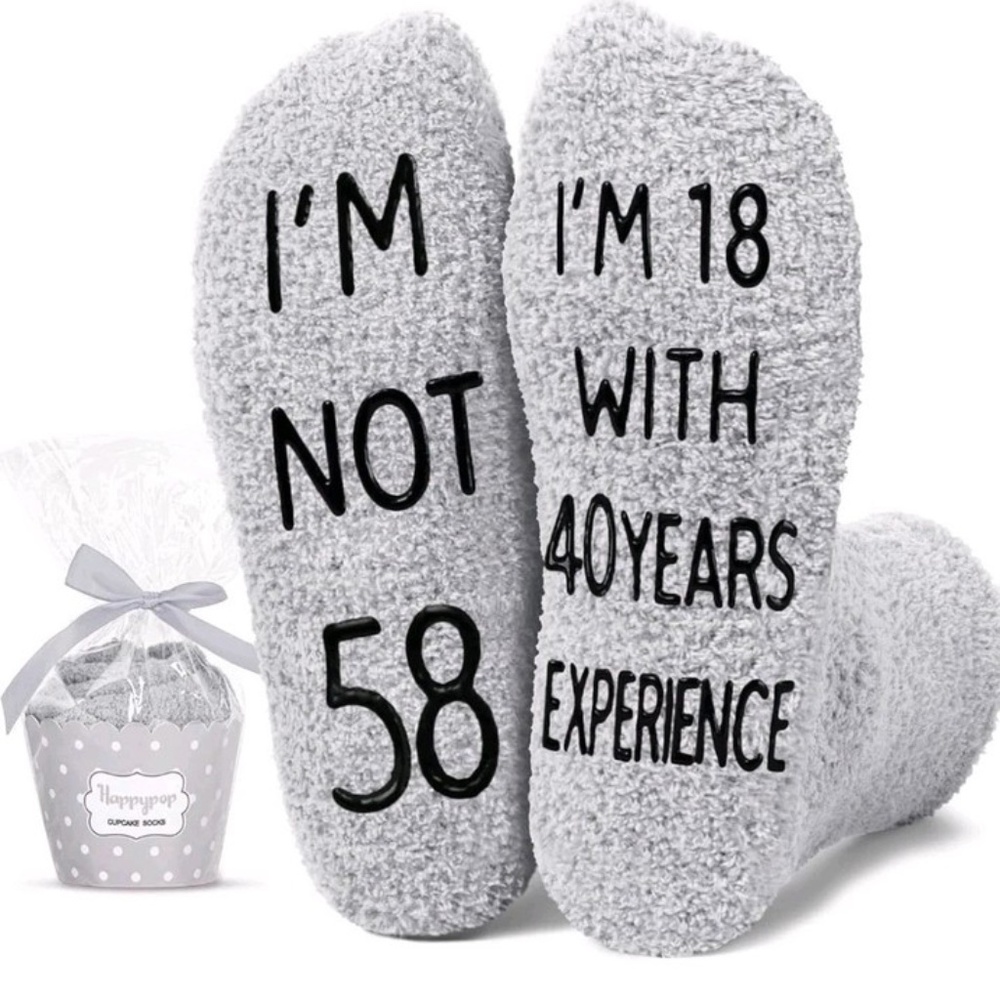 New Mens Happypop Gray Cupcake Socks 58th Birthday Not 58 18 40 Years Experience
